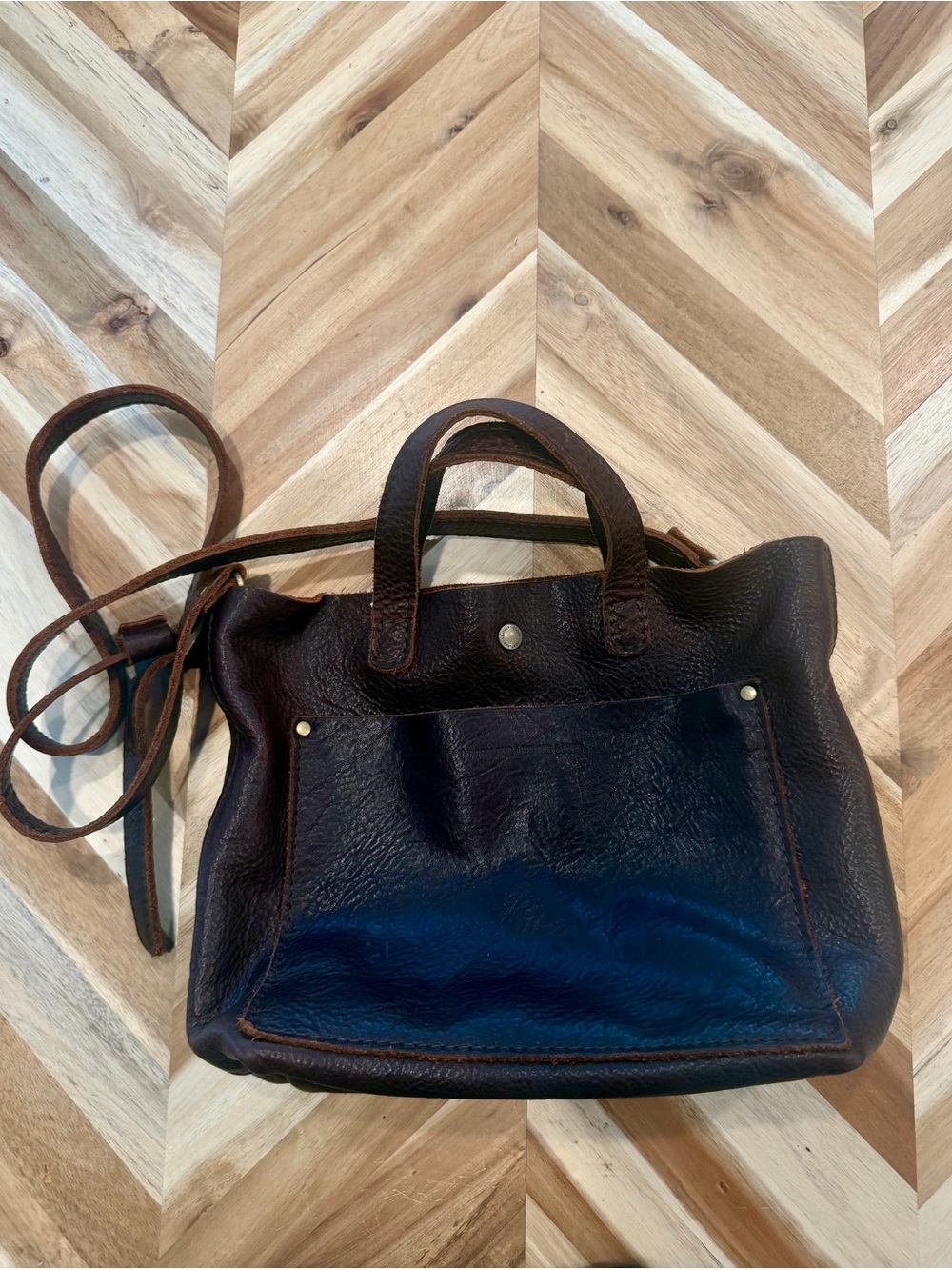 Portland Leather Mini Crossbody Tote - Coldbrew